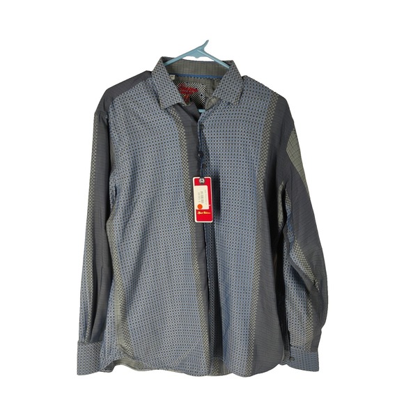 NWT Luchiano Visconti Sport Edition Mens Medium Blue Gray Long Sleeve Button Up